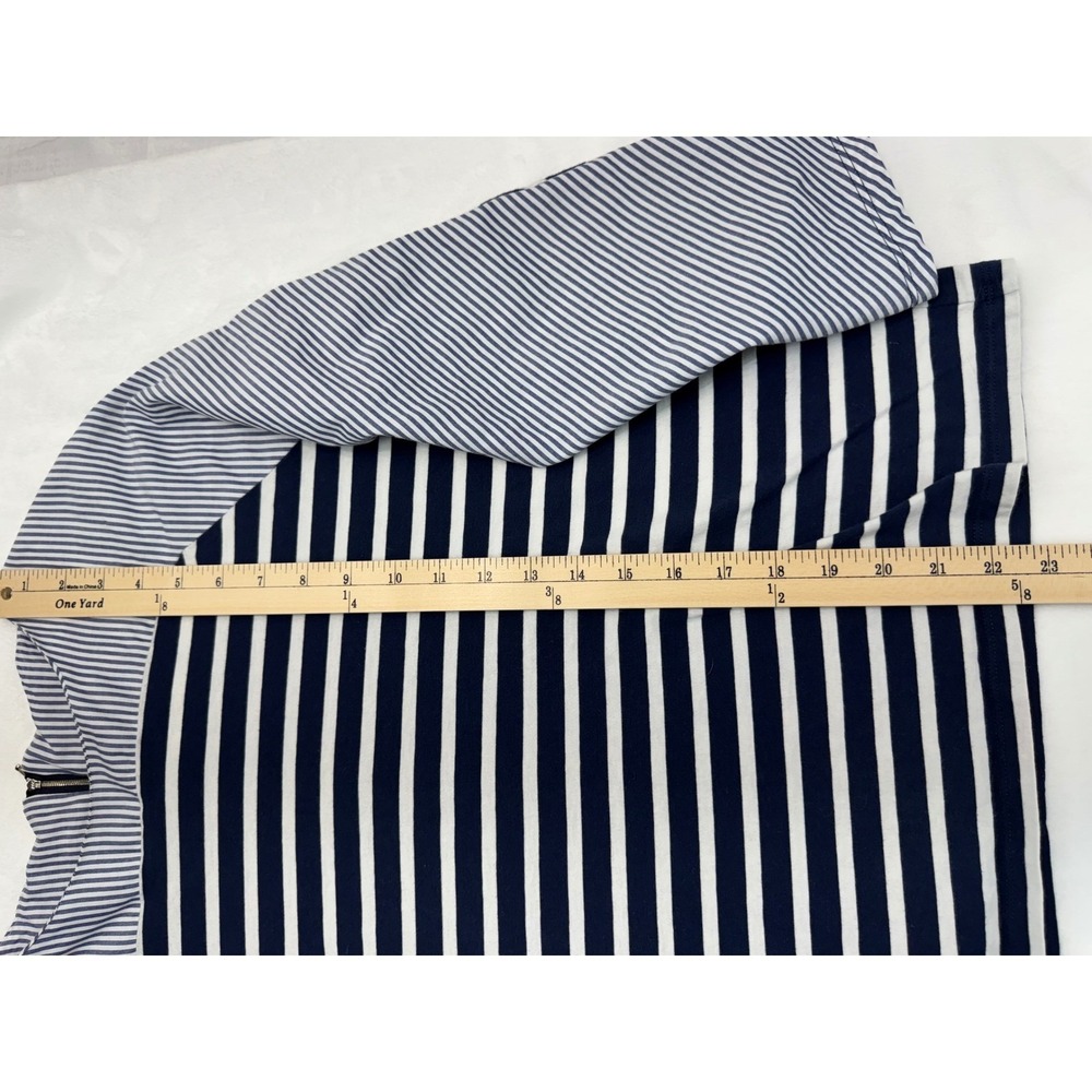 Vineyard Vines Tee Top Womens Large Blue White Nautical Striped Zipper Back - Picture 9 of 10